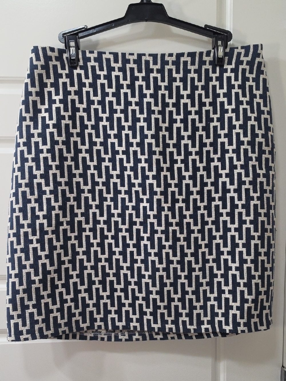 Sevier Navy & Cream Geometric Pencil Skirt - Custom Made